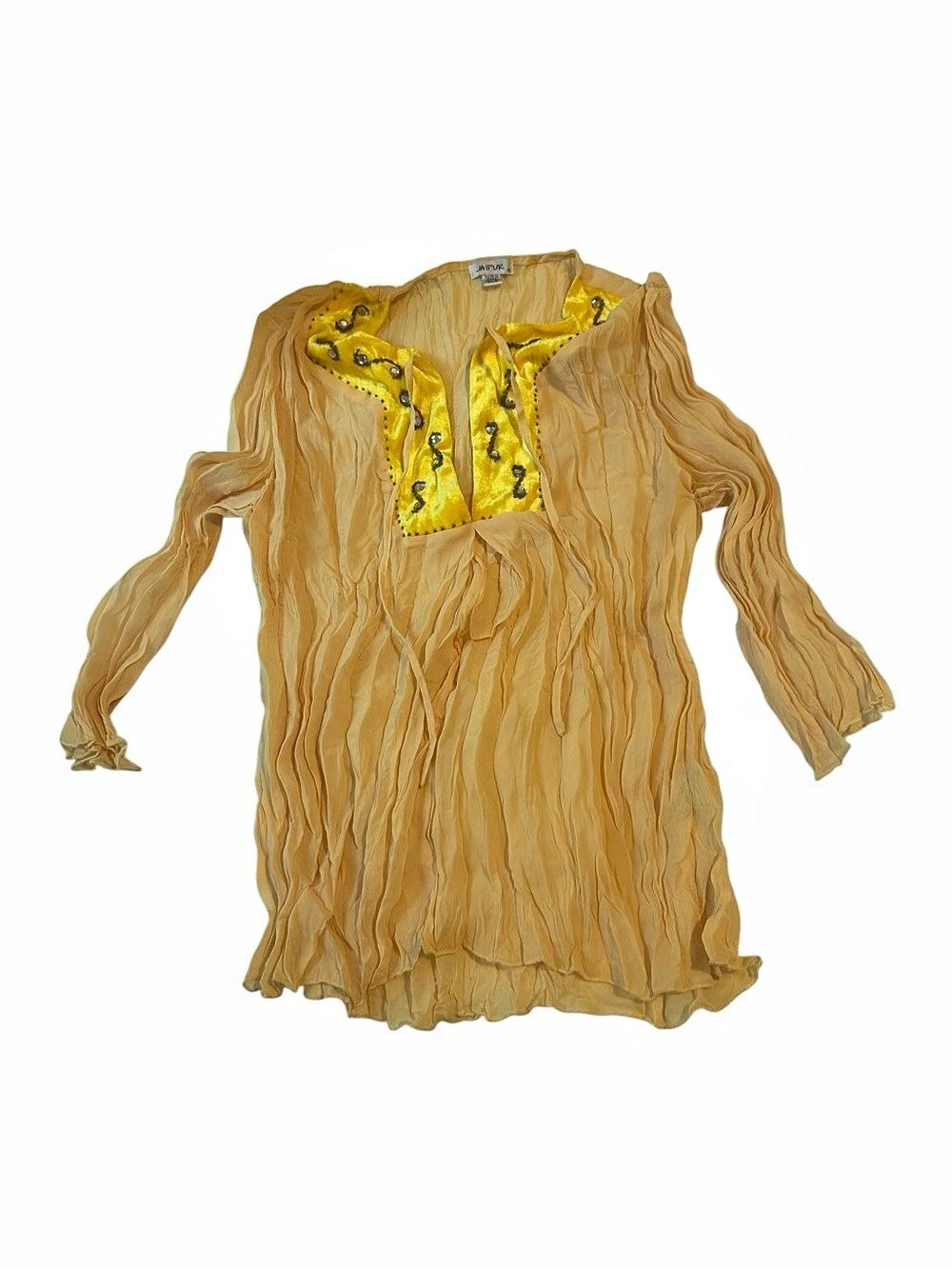 JAPIPUR Embellished Blouse in Yellow Size Small Like New
